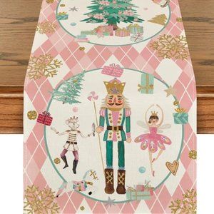 Nutcracker Table Runner Christmas Decor Holiday Xmas Decoration Decorative Cloth